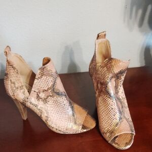 Vince Camuto Snake Print Style Open Toe Heels Ankle Boot